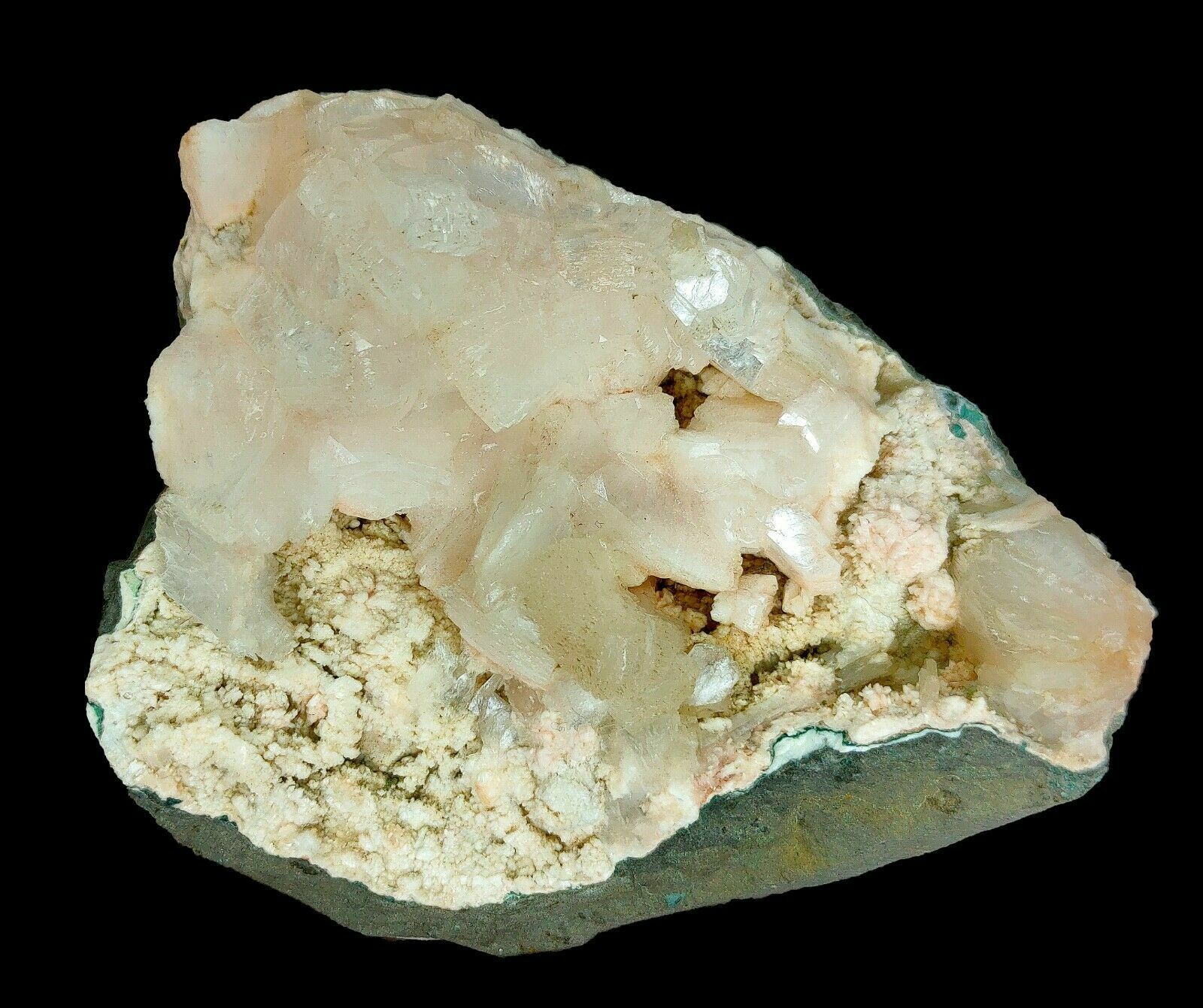 412g Natural Pink Heulandites On Base Matrix Mineral Specimen - India