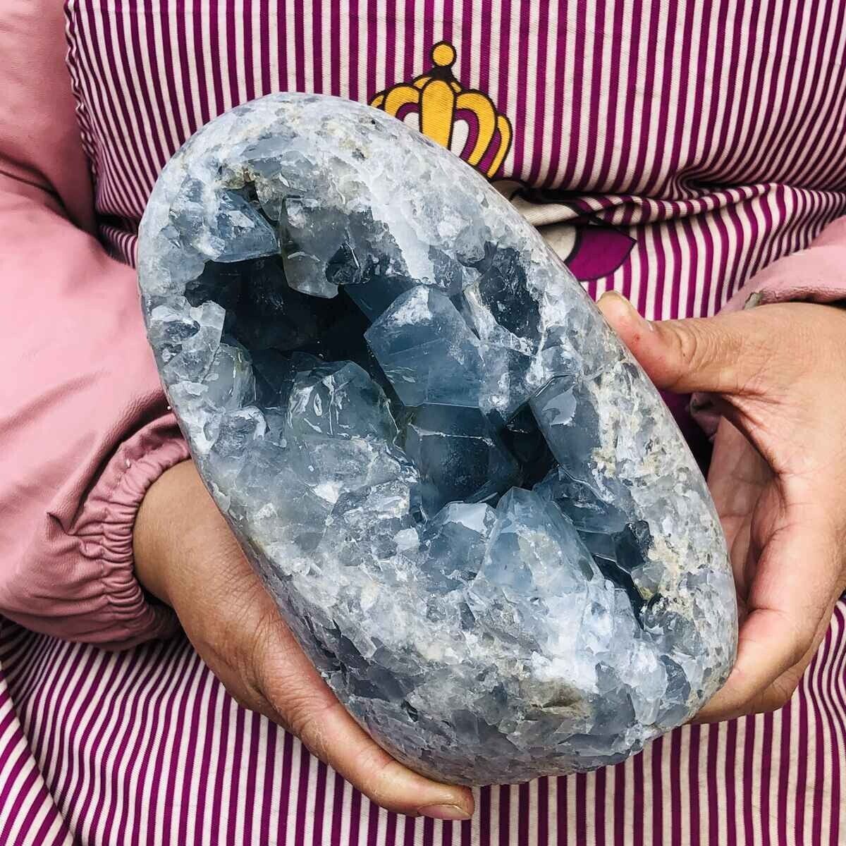 6.99LB Natural Beautiful Blue Celestite Crystal Geode Cave Mineral Specimen 281