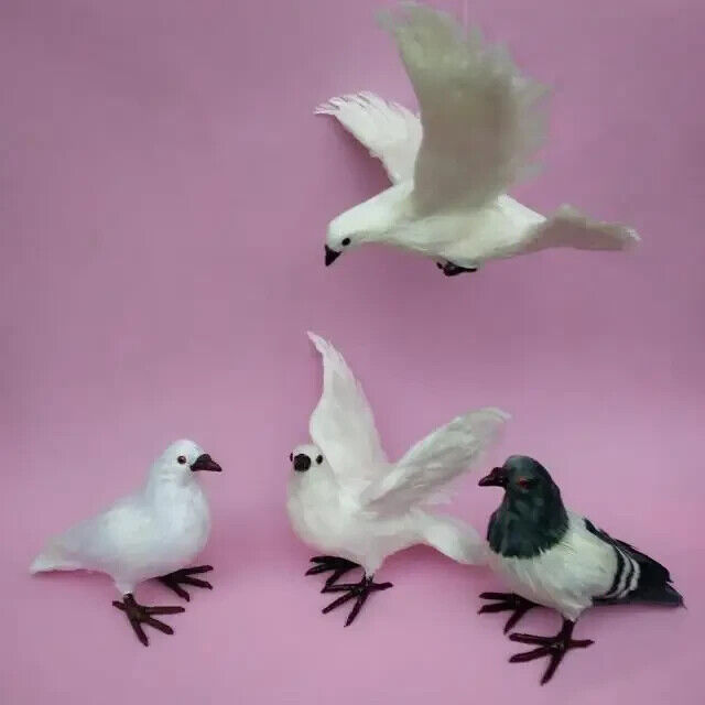 4 pcs a set simulation pigeon models plastic&feather different dove bird dolls