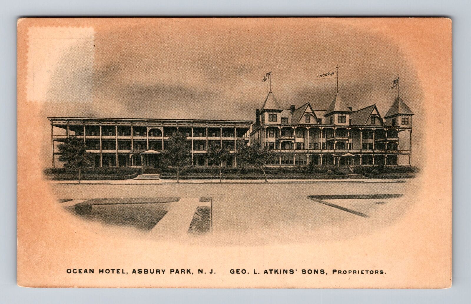 Asbury Park NJ-New Jersey, Ocean Hotel, Advertisement, Antique Vintage Postcard