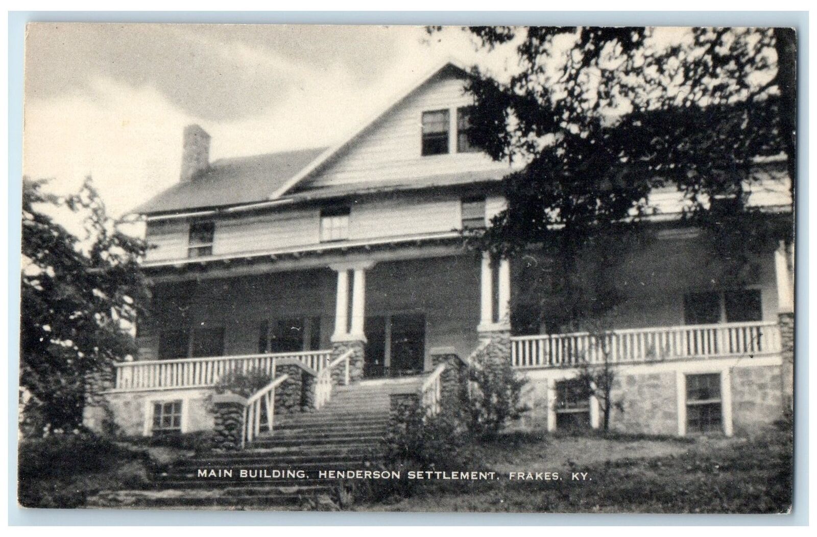 c1950\'s Main Building Henderson Settlement Steps View Frakes Kentucky Postcard