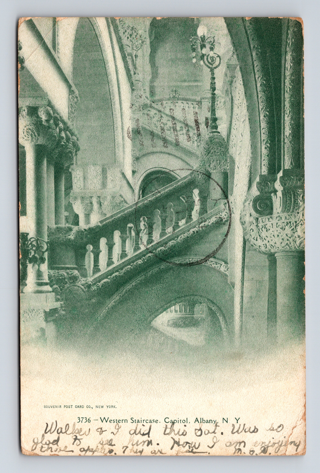 c1905 UDB Postcard Albany NY New York Gothic Staircase Souvenir SPCC