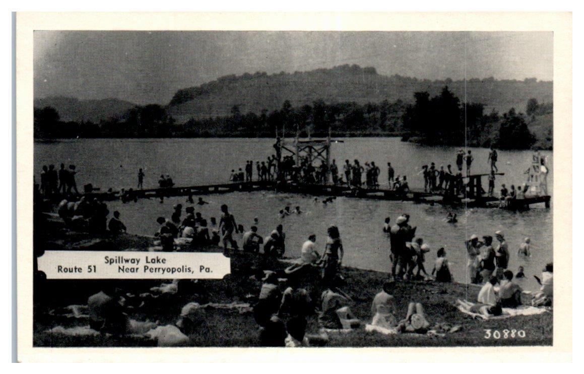 RPPC Black & White Postcard Spillway Lake Perryopolis Pennsylvania