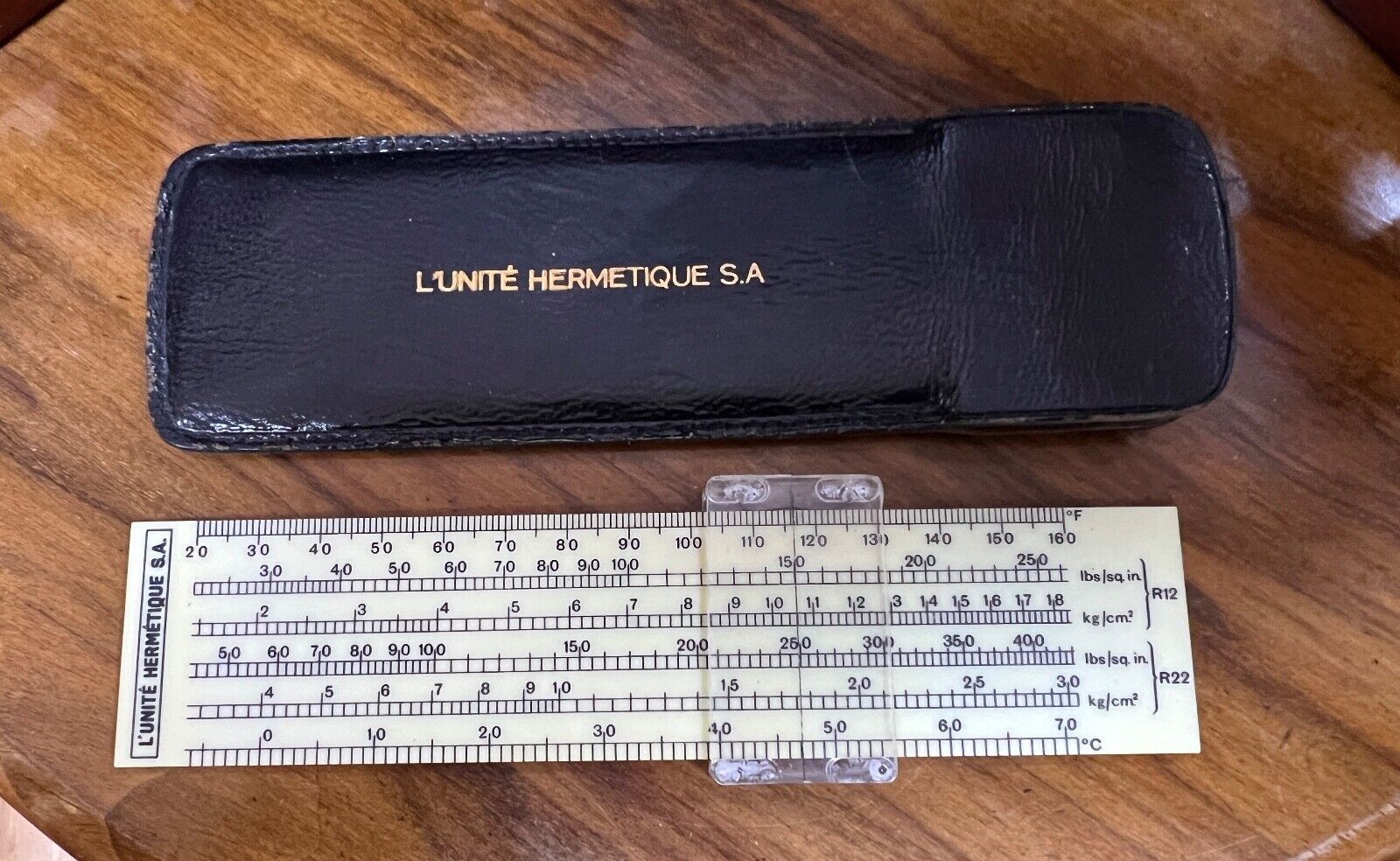 1950 Vintage French Slide Rule L\'unite Henmetique GAS Hi Pressure Calculator