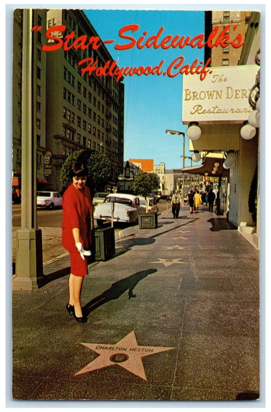 c1950's Hollywood & Vine Street Walk Of Fame Hollywood California CA Postcard