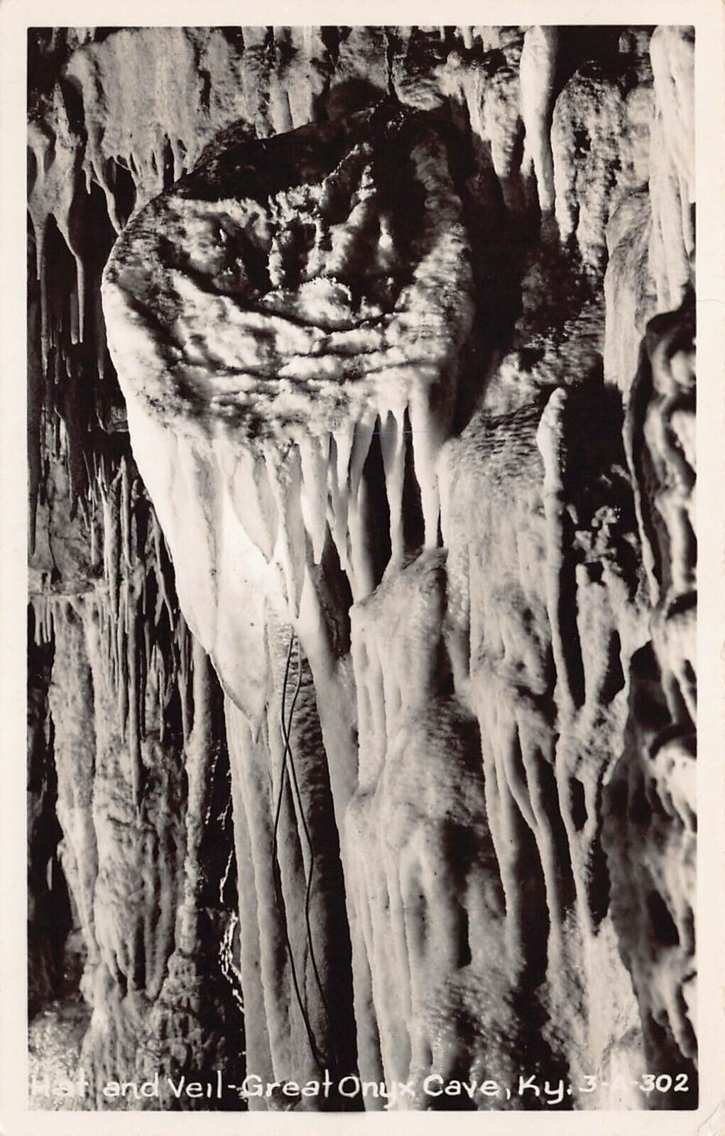 RPPC Mammoth Great Onyx Cave KY Kentucky Collins Crystal Photo Vtg Postcard Y8