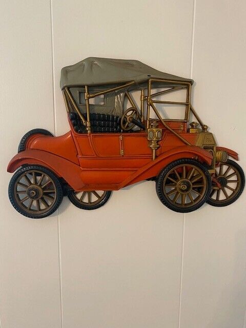 Vintage Burwood Products 3d Red 1912 Ford Model T Car Wall Plaque 1977