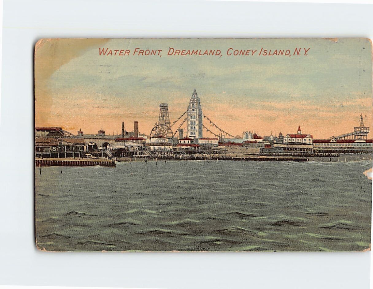 Postcard Water Front Dreamland Coney Island New York USA