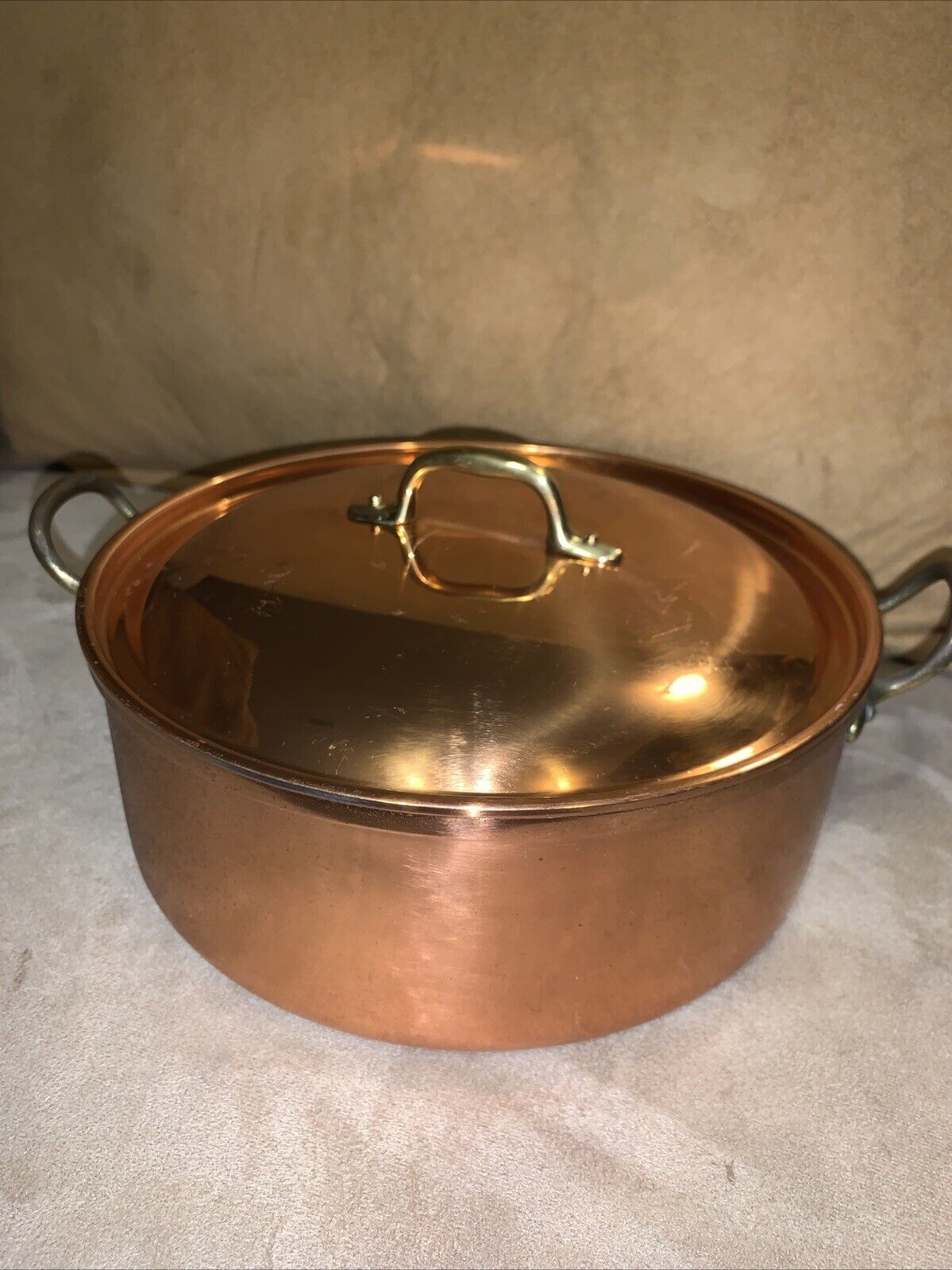 Vintage Tagus - Portugal Copper Casserole with Lid  8.5” Width X 3” Tall.