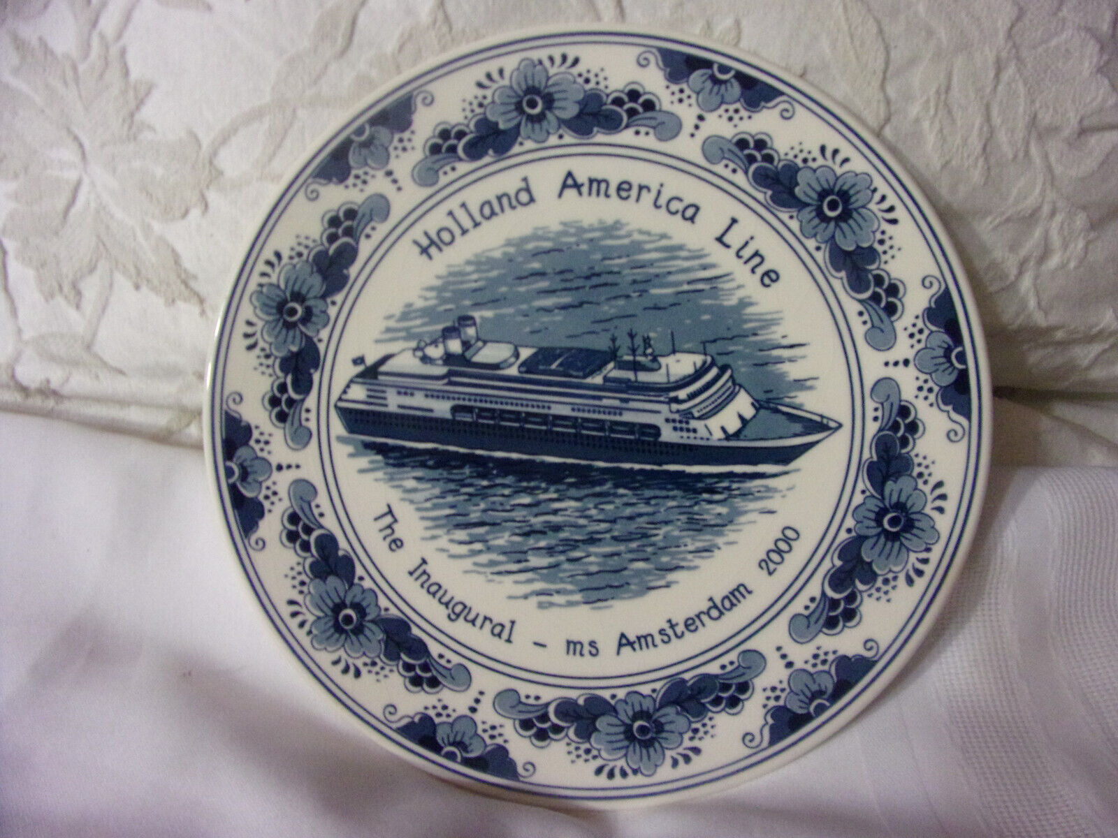 Holland America Line The Inaugural Ms- Amsterdam 2000 Blauw Delft Plate, Holland