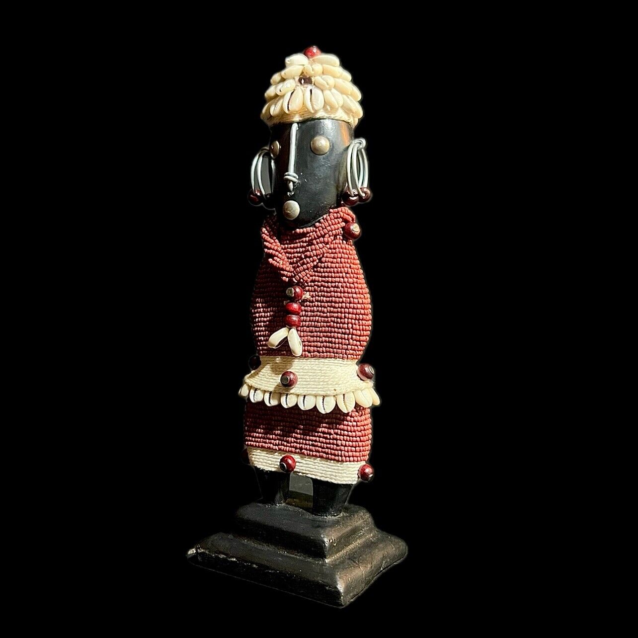 African Limited Edition Red Beaded Namji Doll Home Décor statue-G1063
