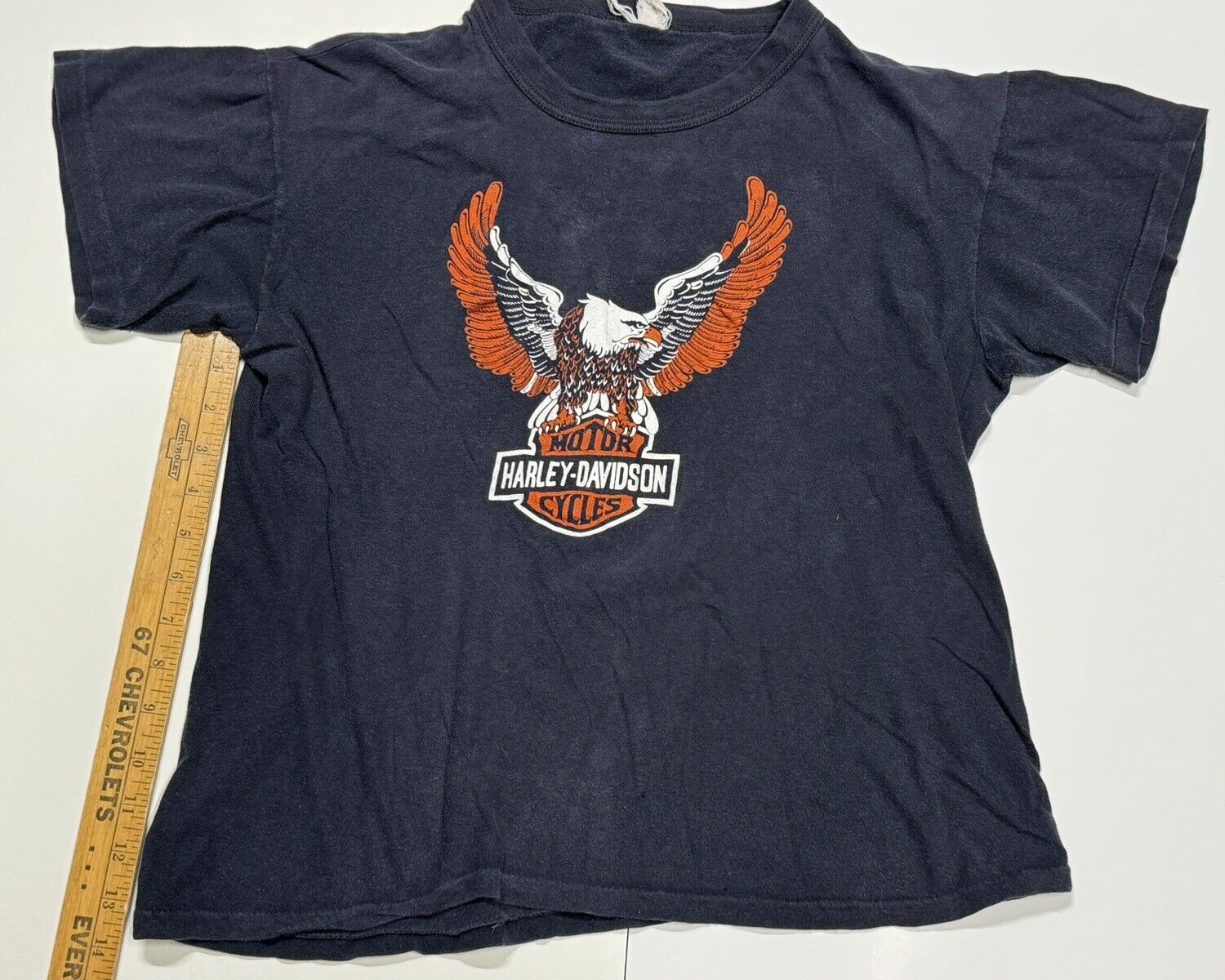 1980s Harley Davidson Orange Black Eagle Single Stick T Shirt Zanottis Pa Sz L
