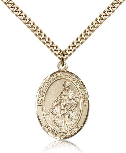 Saint Thomas Of Villanova Medal For Men - Gold Filled Necklace On 24 Chain -...