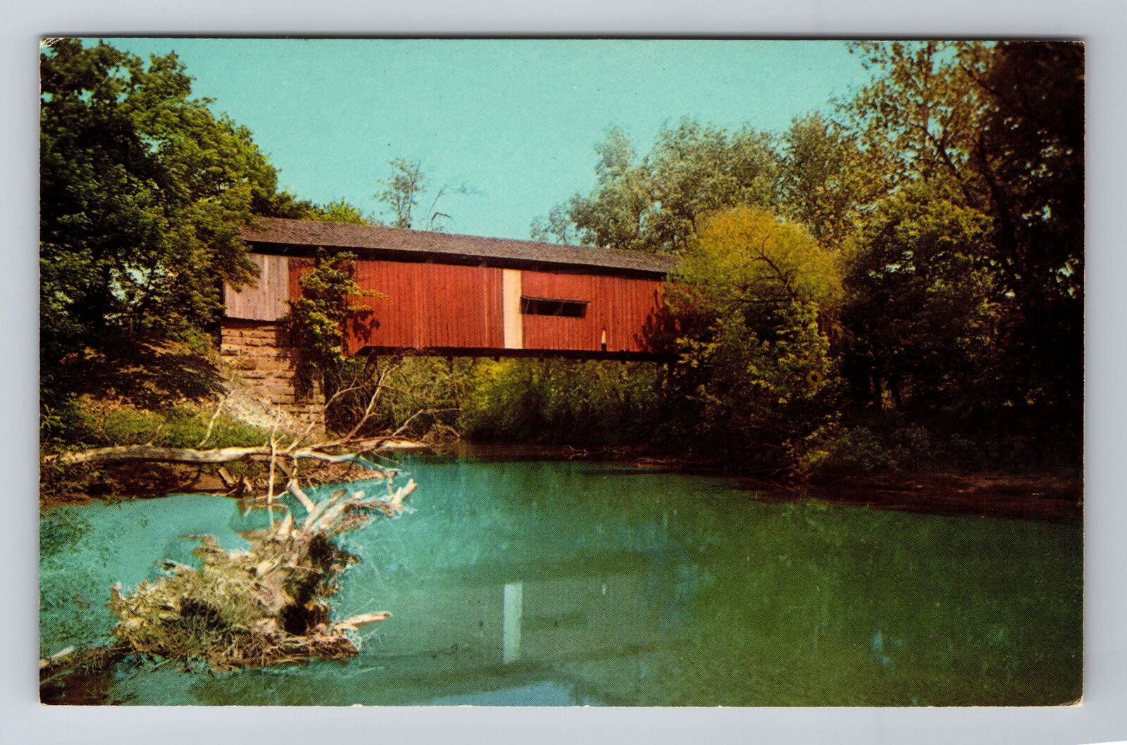 Rockville IN-Indiana, Big Raccoon Creek, Red Bridge, Antique Vintage Postcard