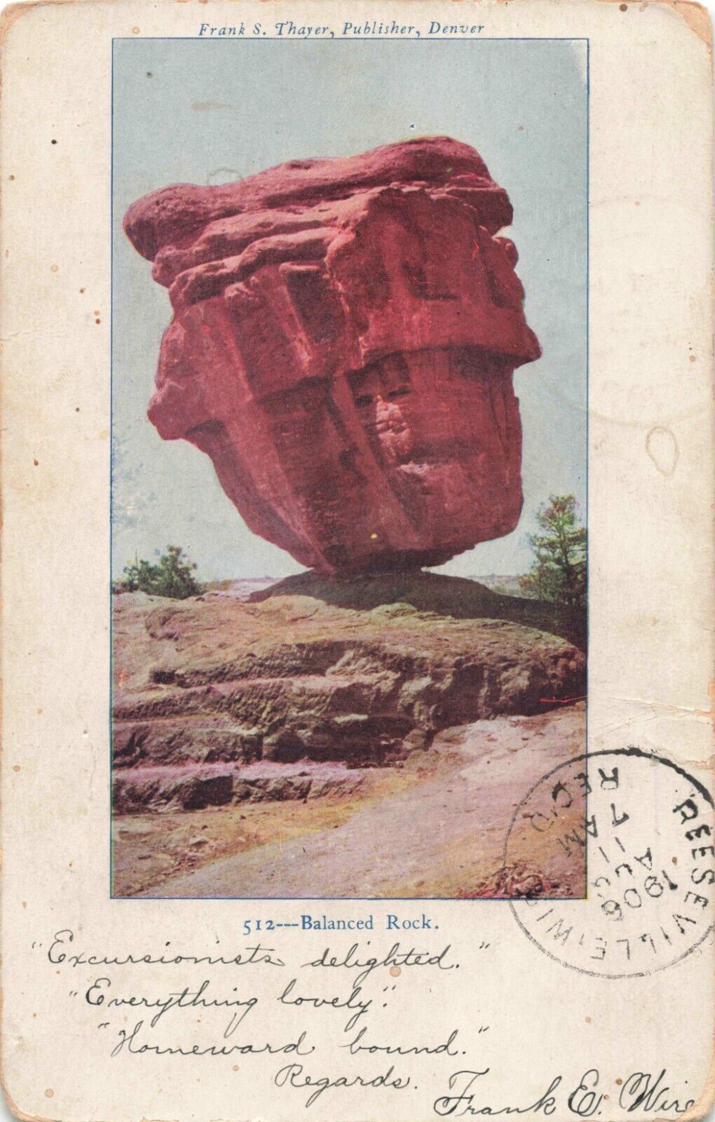 Colorado Springs CO Colorado, Balanced Rock Garden of the Gods, Antique Postcard