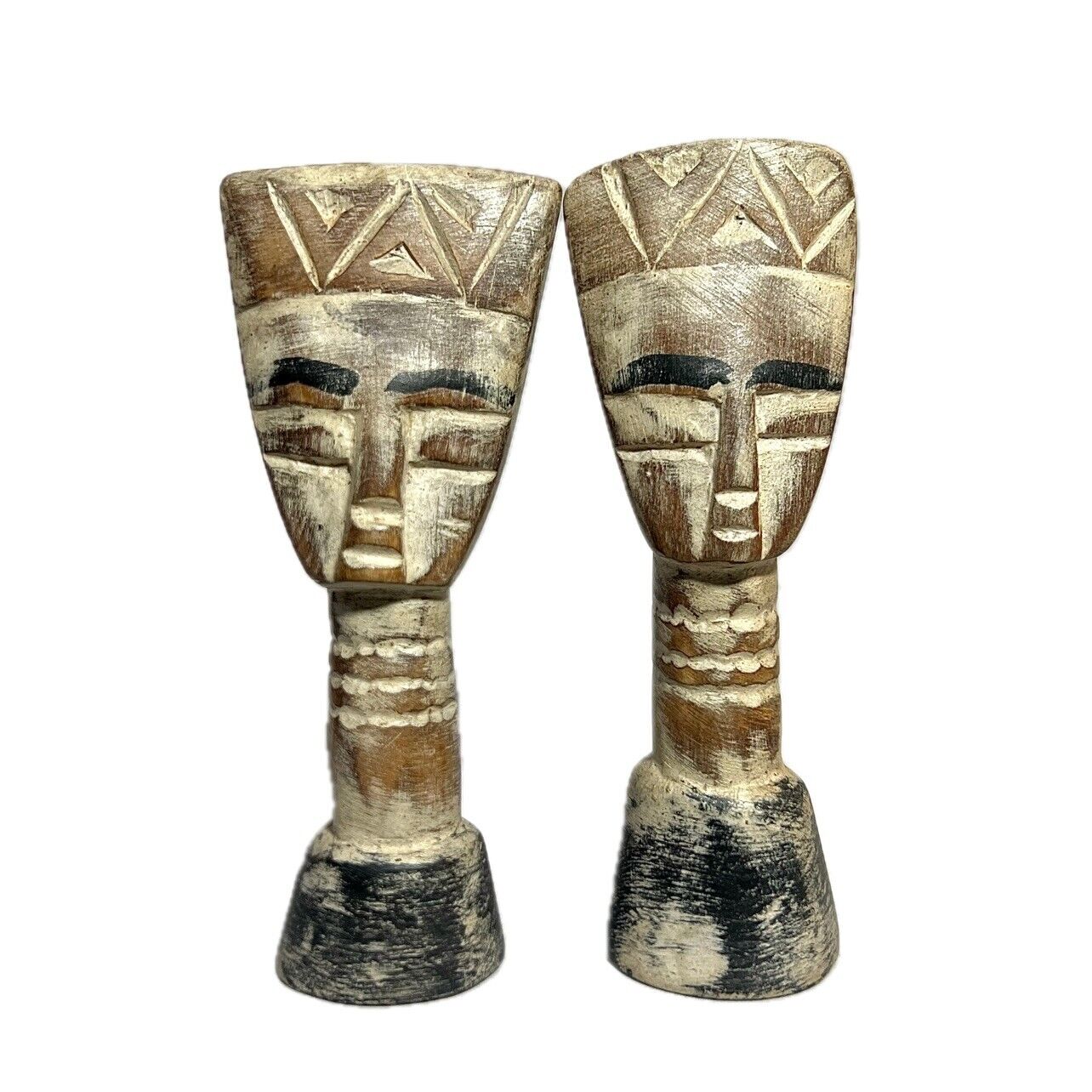 African two piece lot featuring tribal art statues from the Luba tribe-597