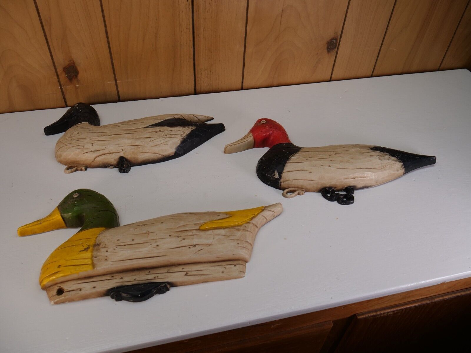 LOT OF 3 Vintage Syroco Duck Decoys Wall Hanging Lodge Cabin Decor USA