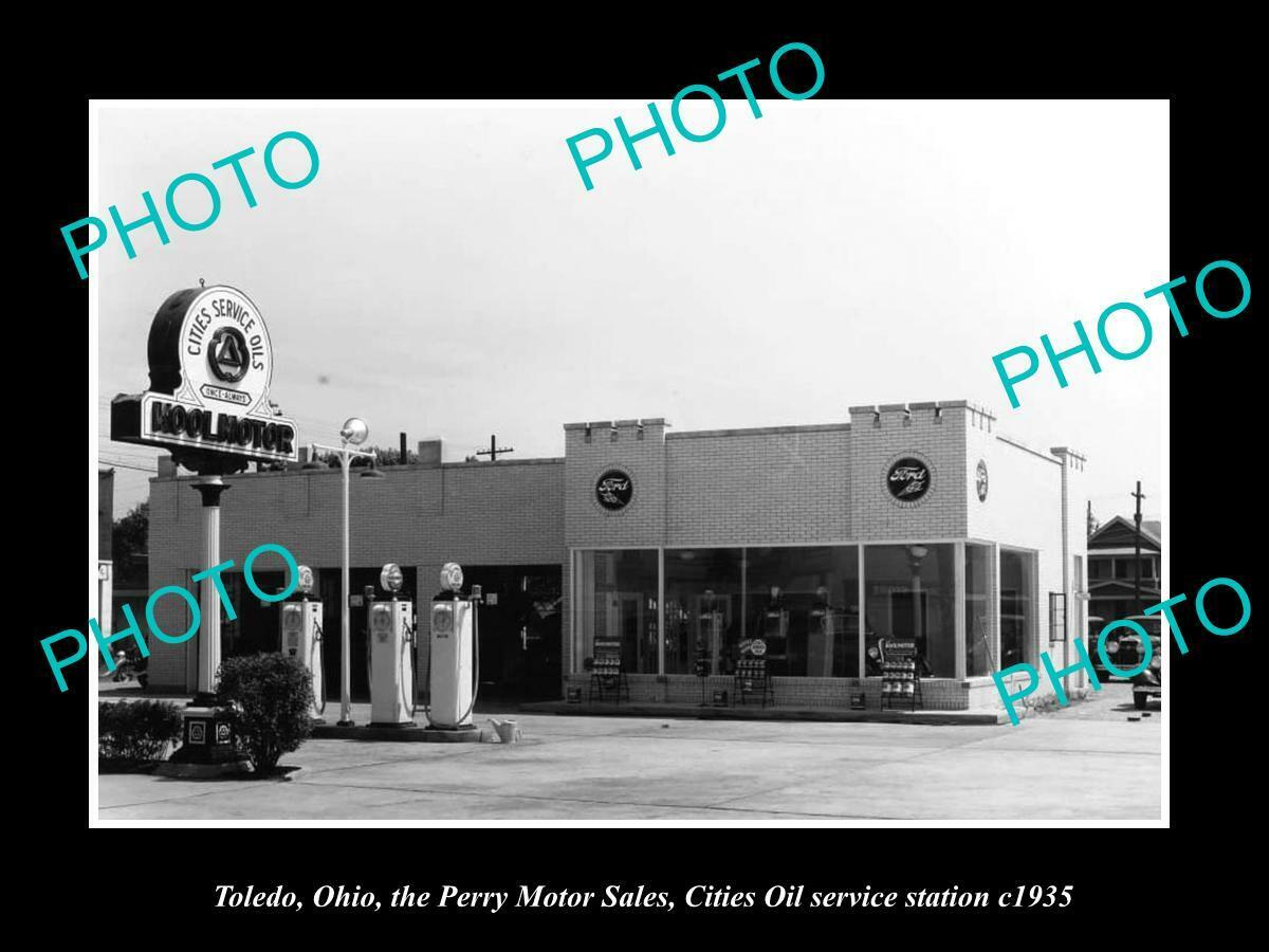 OLD 6 X 4 HISTORIC PHOTO OF TOLEDO OHIO, THE CITIES OIL GAS STATION c1935