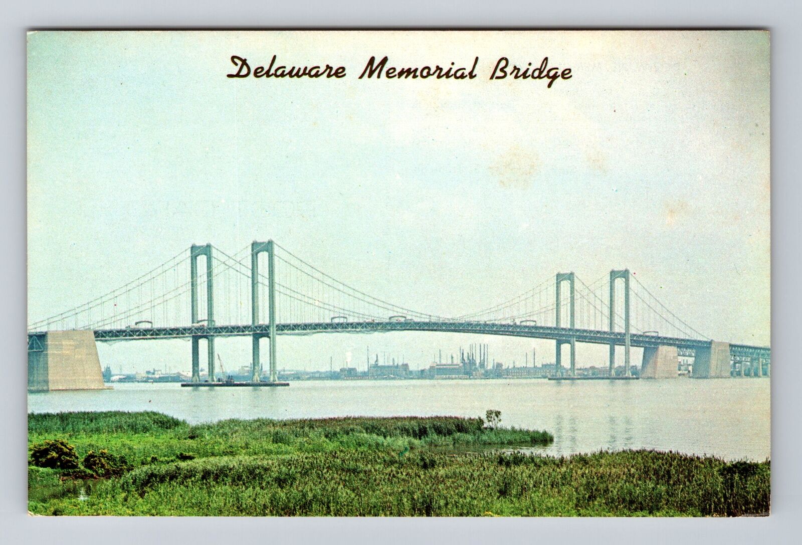 New Castle DE-Delaware, Delaware Memorial Bridge, Antique Vintage Postcard