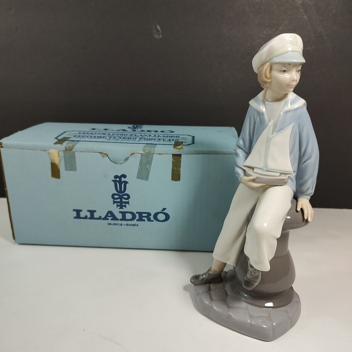 Lladro #4810 Boy With Yacht Porcelain Figure 9\