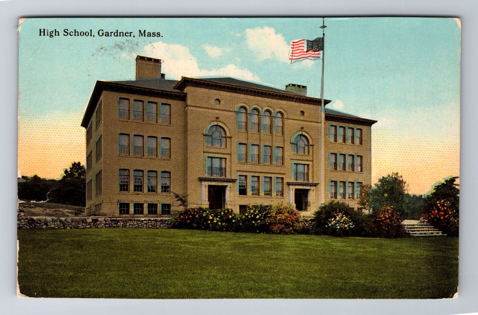Gardner MA-Massachusetts, High School, Antique, Vintage c1914 Souvenir Postcard