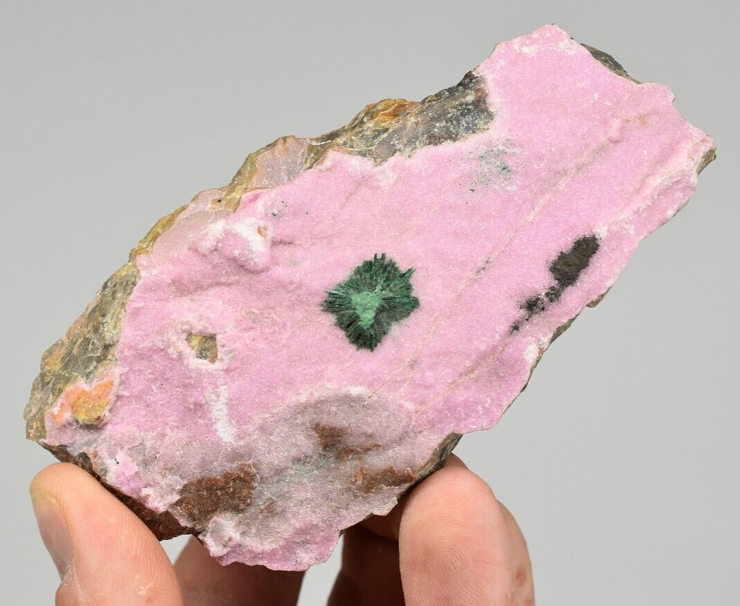 Malachite on Cobaltan Calcite - Mashamba West Mine, DR Congo