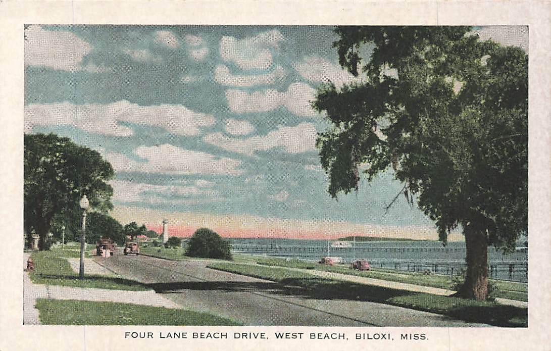 Four Lane Beach Drive West Beach Biloxi MS VTG P131X