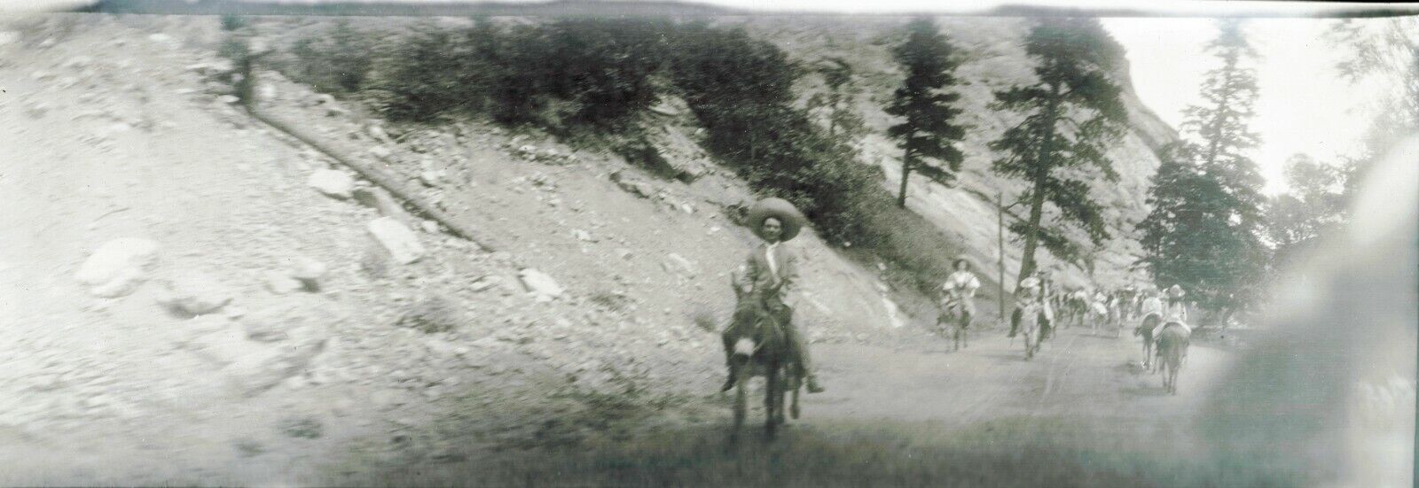 1906 Riding Donkeys Descending Grand Canyon Panoramic Photo Negative Old West