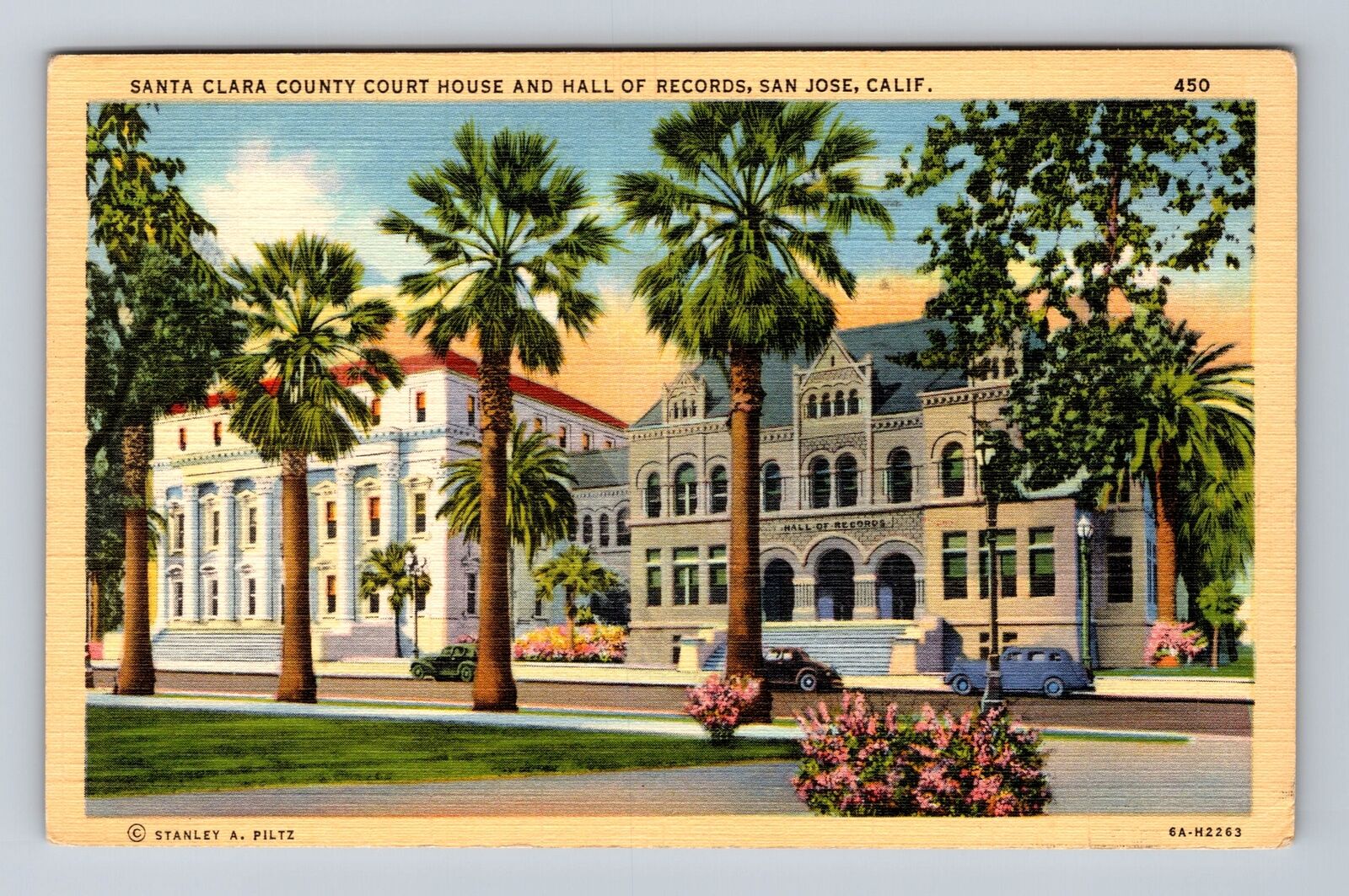 San Jose CA-California, Santa Clara County Court House Vintage c1941 Postcard