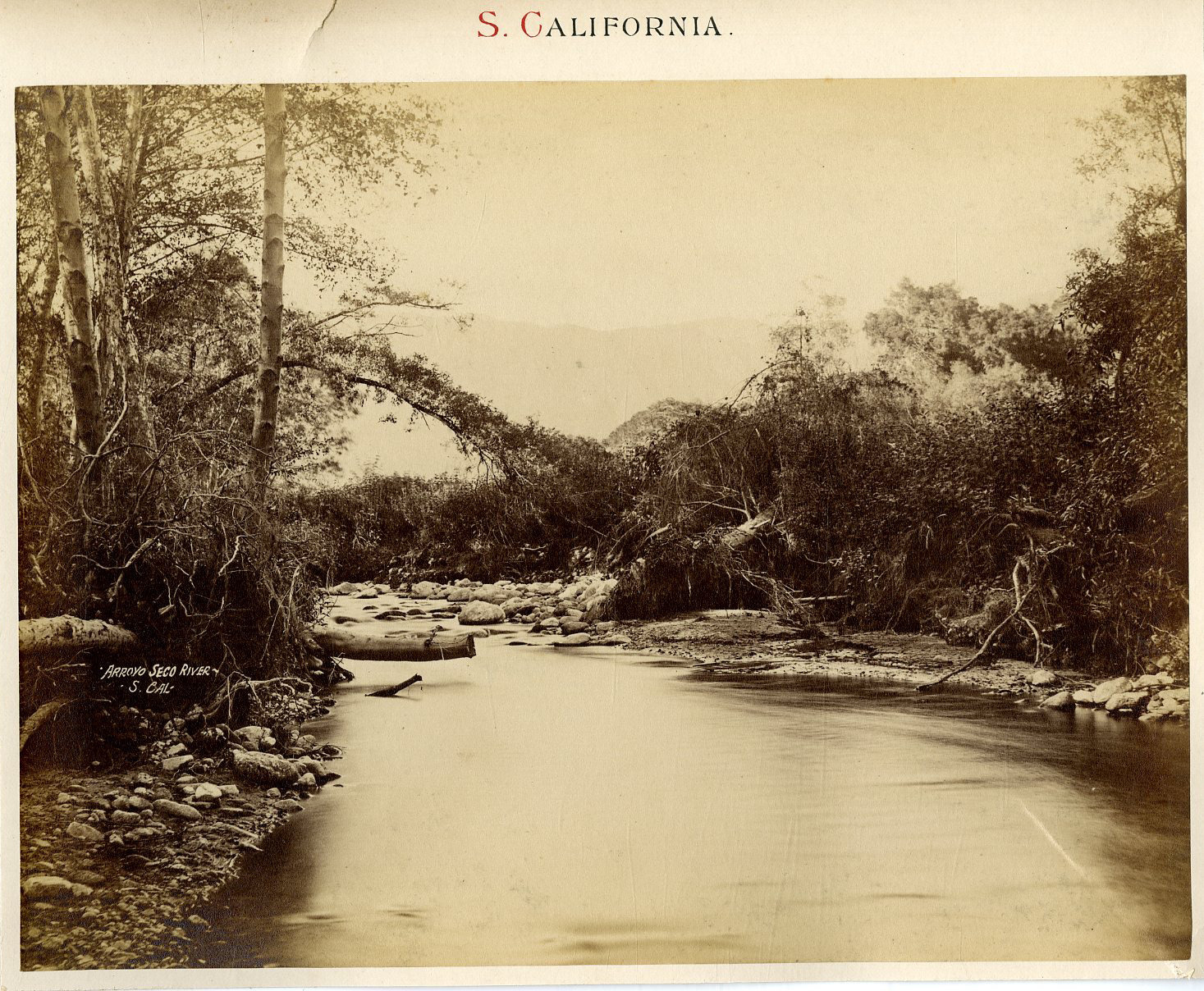 Vintage California Arroyo Seco River Albumen Print 20x25 Albumin Print 