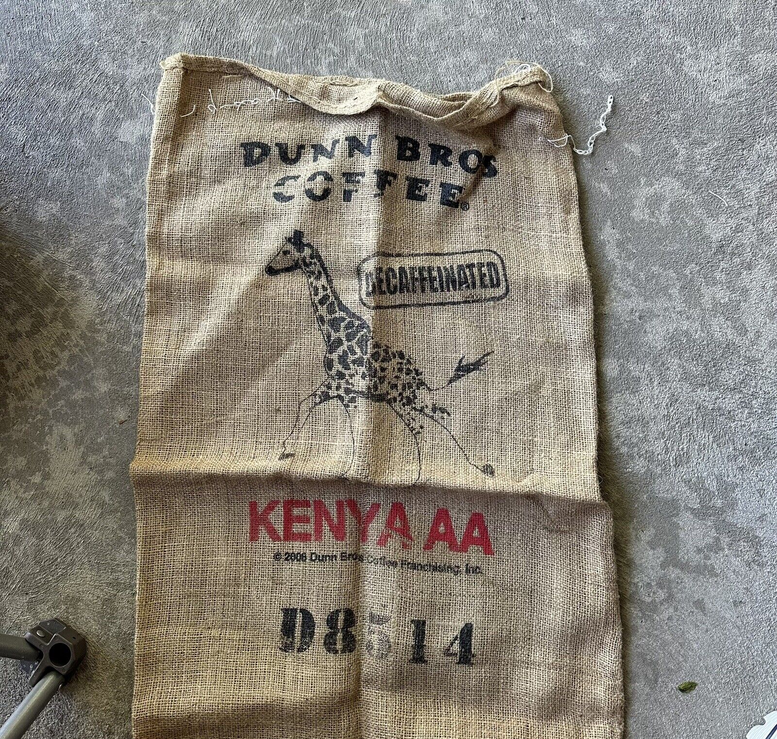 DUNN BROS Coffee Gunny Sack Burlap Bag  Kenya Giraffe D8514