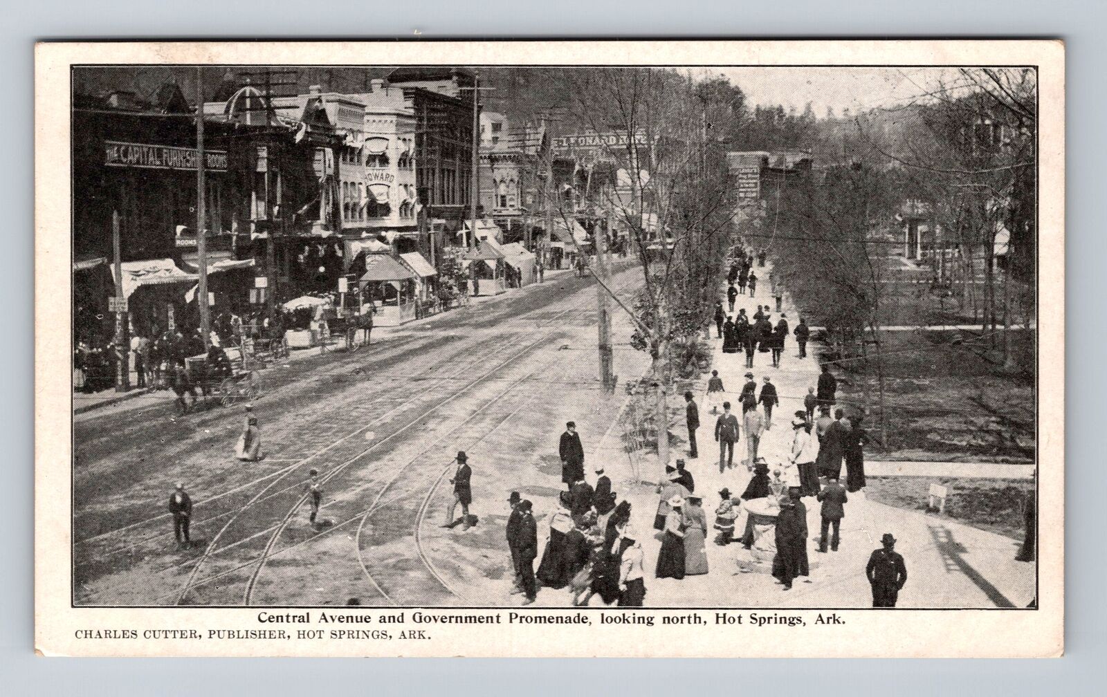Hot Springs AR-Arkansas, Central Avenue & Government Promenade Vintage Postcard