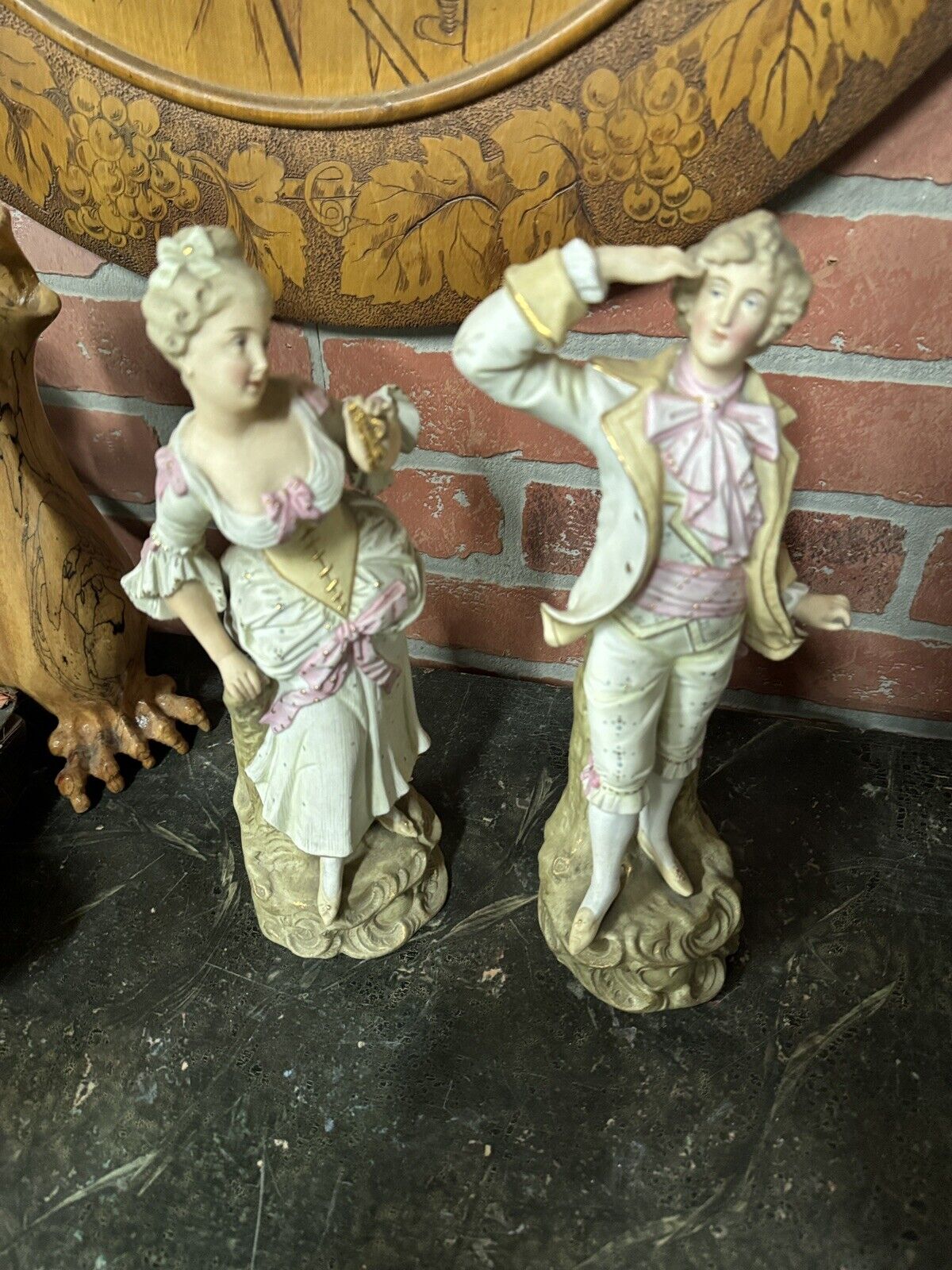 Pair of figurines ceramic porcelain Austria 1880s90 antique . 