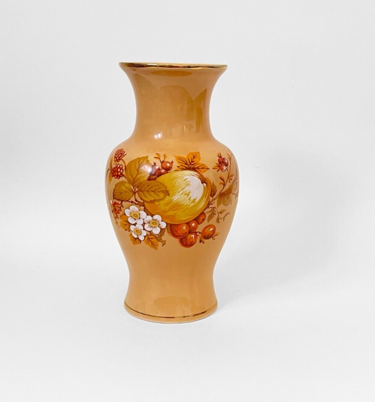 70s Vintage Vase Sadler England Autumn Gold Series Porcelain Flower Vase Table