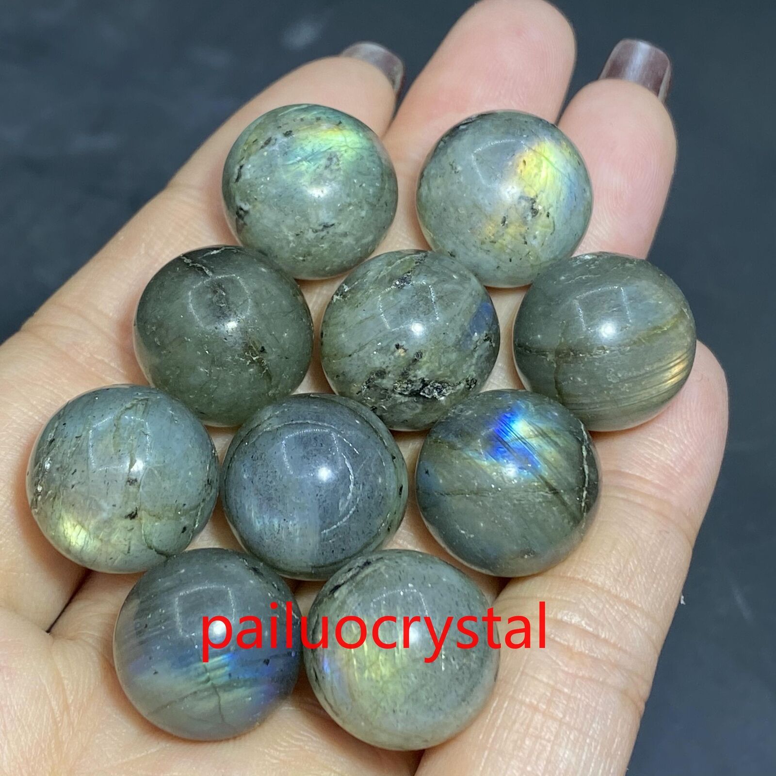 10pc Wholesale Natural Labradorite Ball Quartz Crystal Sphere Gem Healing 15mm+