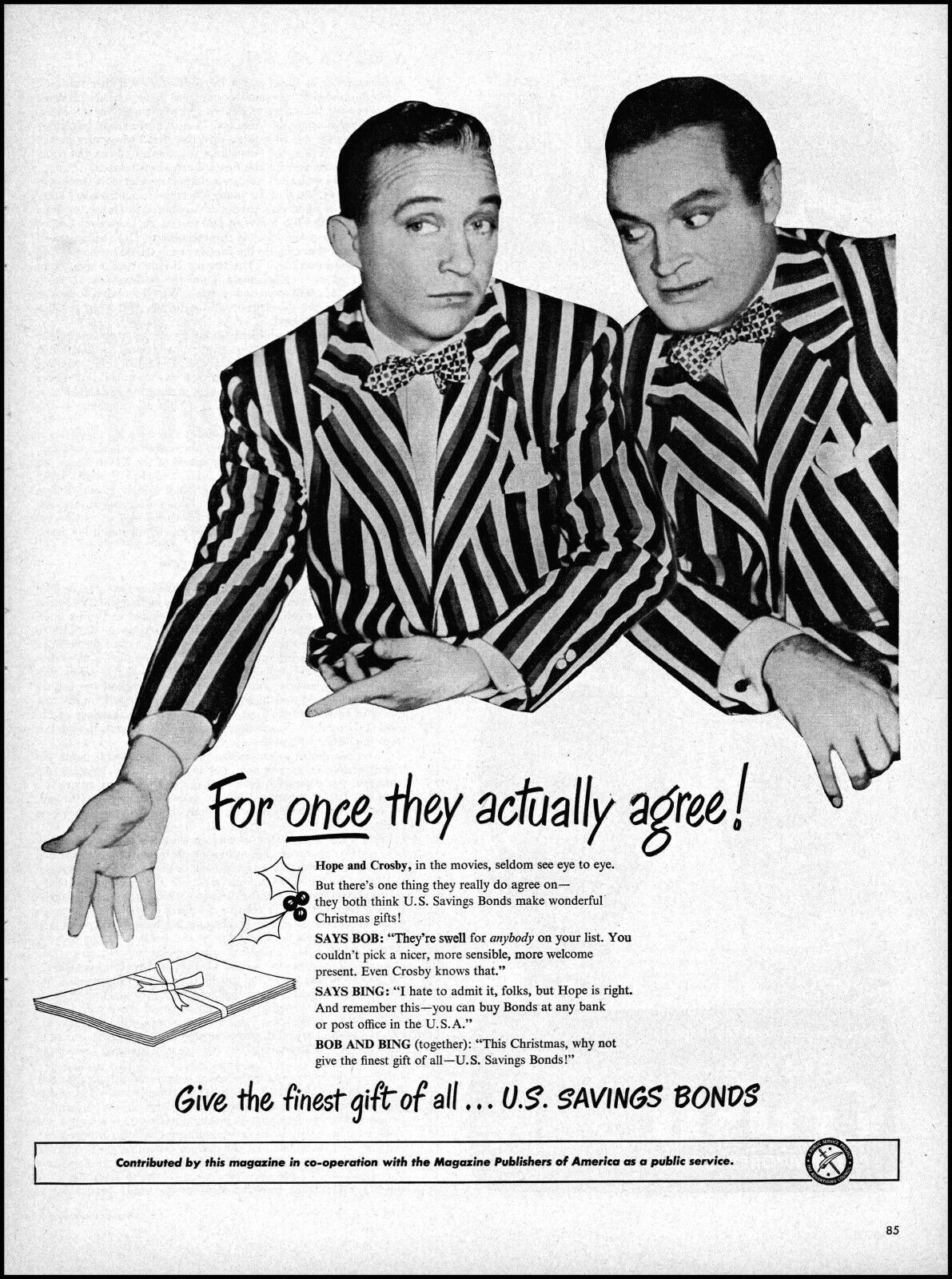 1947 Bob Hope & Bing Crosby photo U.S. Savings Bonds vintage print ad adL24