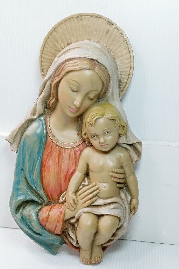 1960s Our Lady & Child Resin Wall Hanging of Madonna & Child /MADE IN ITALY