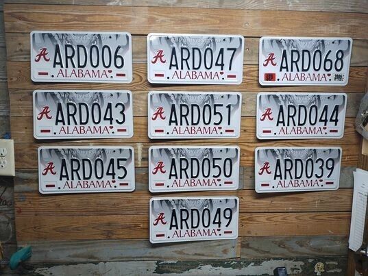 Alabama Lot of 10 Expired Passenger License Plate Tags embossed ARD006