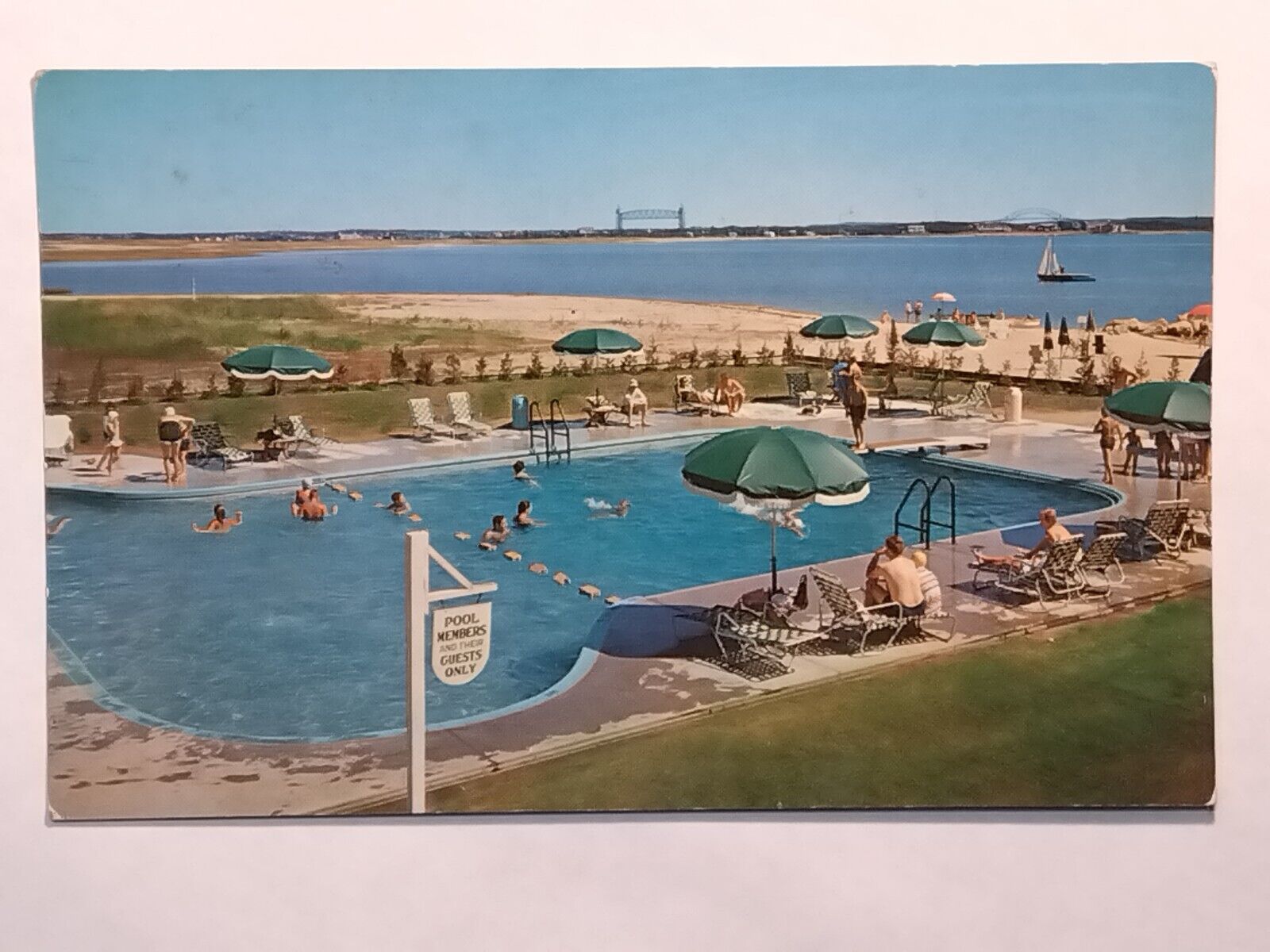 Mashnee Village Cape Cod Swimming Pool Posted 1957 Postcard