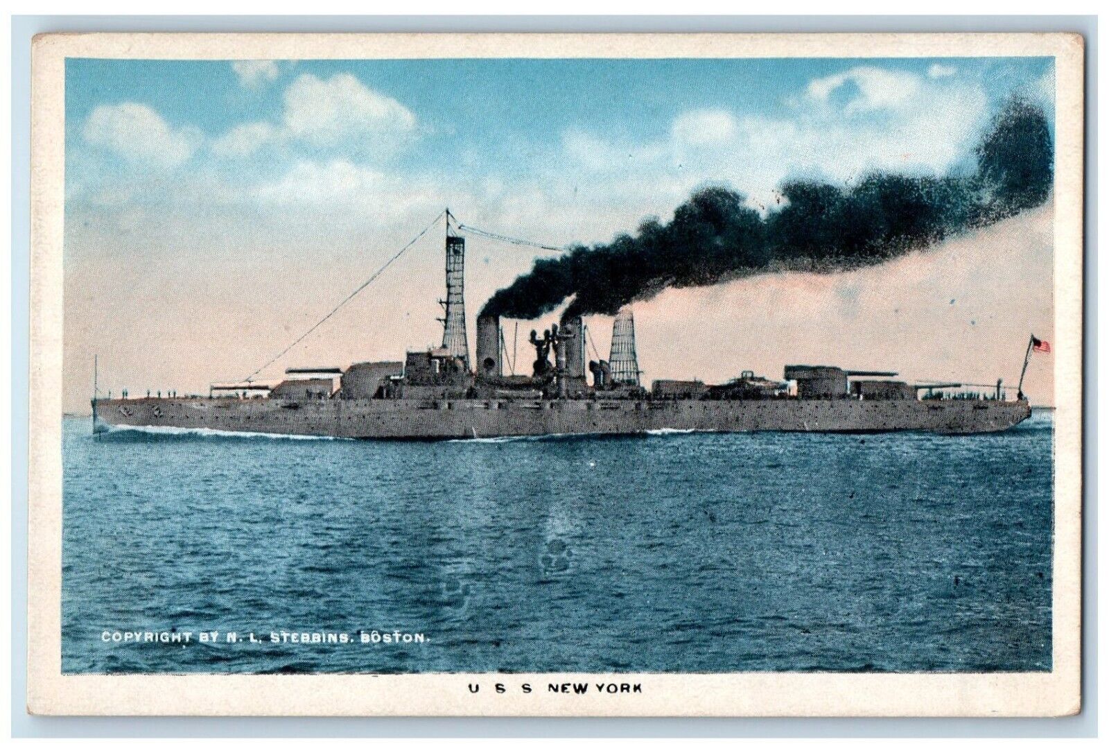 c1910 U.S.S. New York Displacement Navy Battleship World War Torpedo NY Postcard