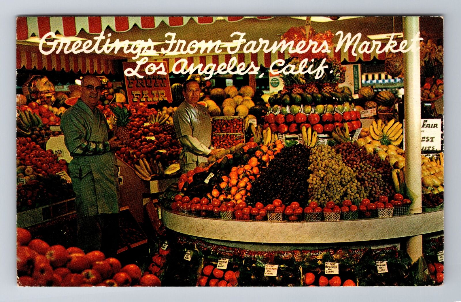 Los Angeles CA-California, Produce At Farmers Market, Vintage c1961 Postcard
