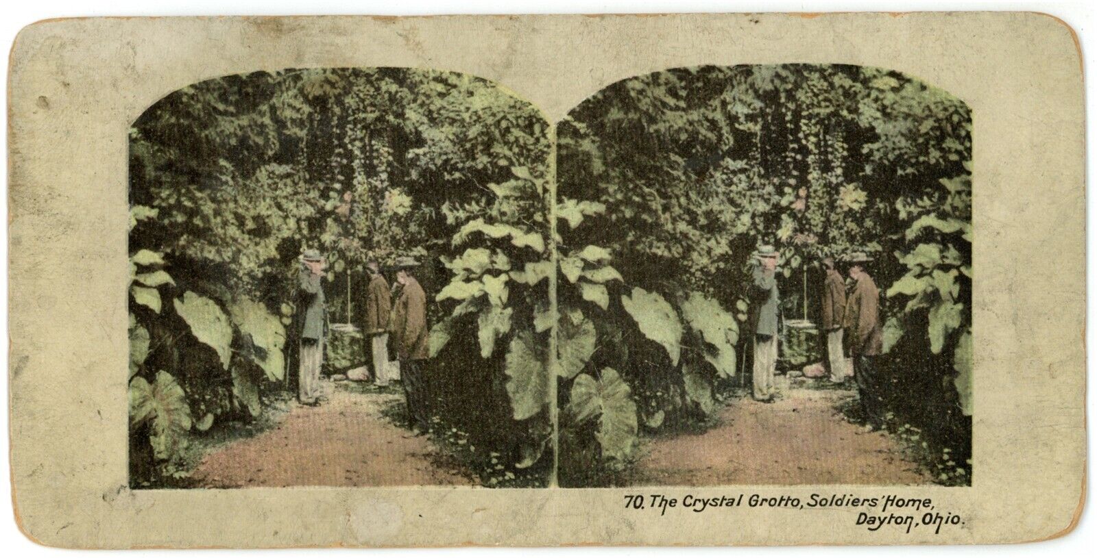 c1900's Colorized Stereoview The Crystal Crotto, Soldiers' Home Dayton, OH