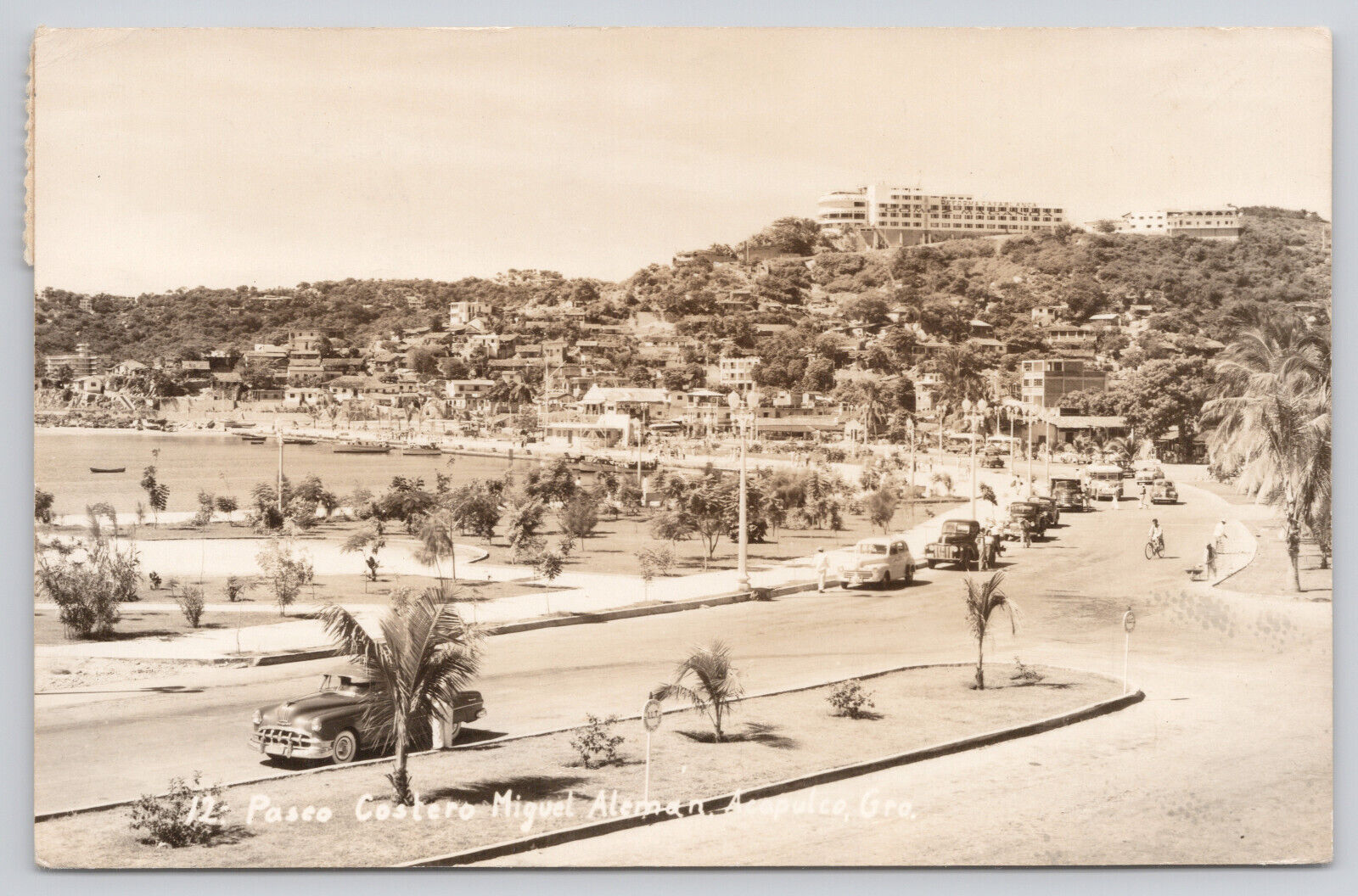 Acapulco Mexico Avenida Costera Miguel Alemán RPPC Real Photo Postcard 1930