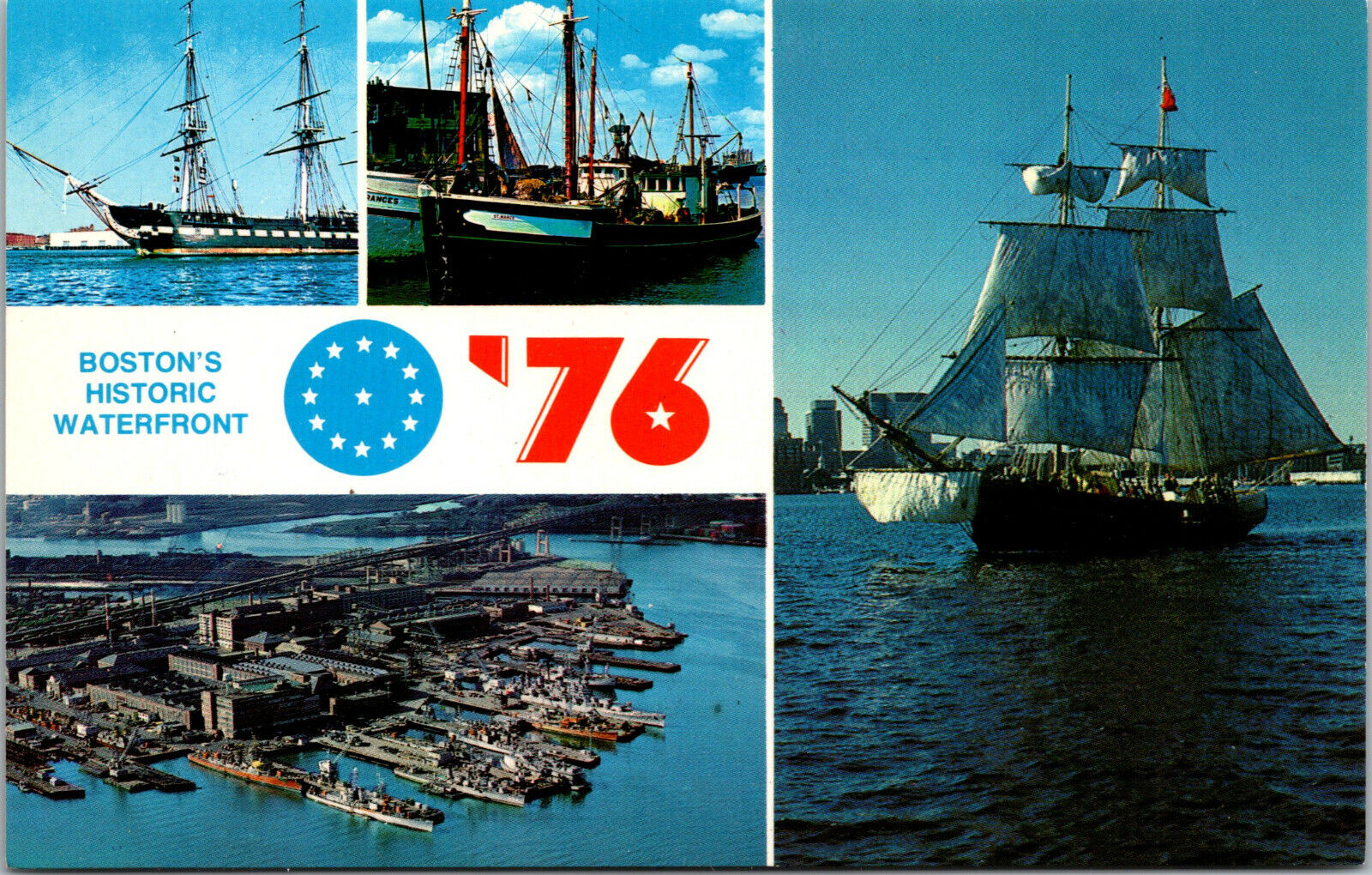 Vtg 1976 Bicentennial Bostons Historic Waterfront Massachusetts MA Postcard