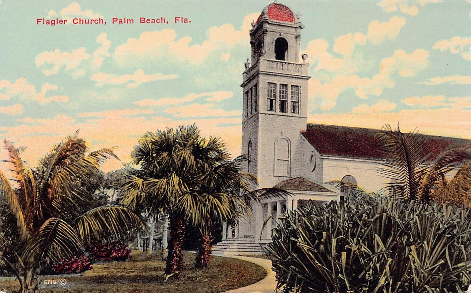 Palm Beach FL Florida Flagler Church Little White Chapel 1910s Vtg Postcard B59