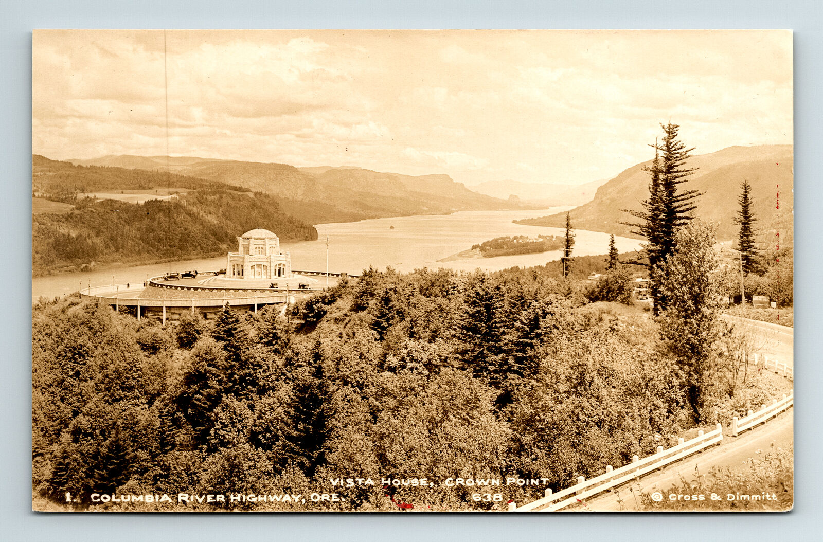 RPPC Postcard Corbett OR Oregon Vista House Crown Point Columbia River Hwy