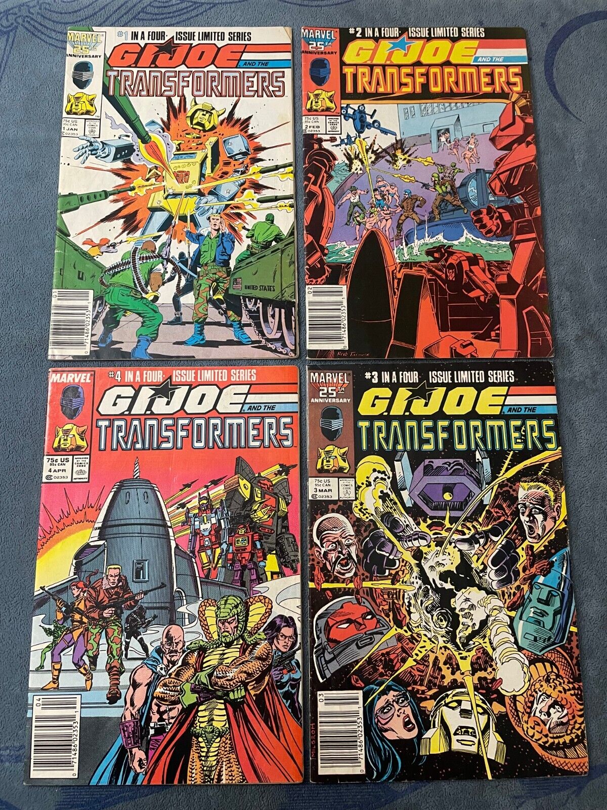 GI Joe and Transformers #1-4 1987 Marvel Comic Book Complete Run Mid Low Grades
