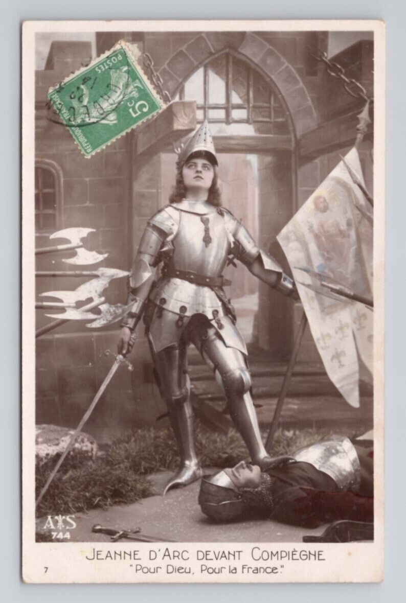 Jeanne d\'Arc Joan of Arc France RPPC Antique Photo Story c1909 Postcard 8