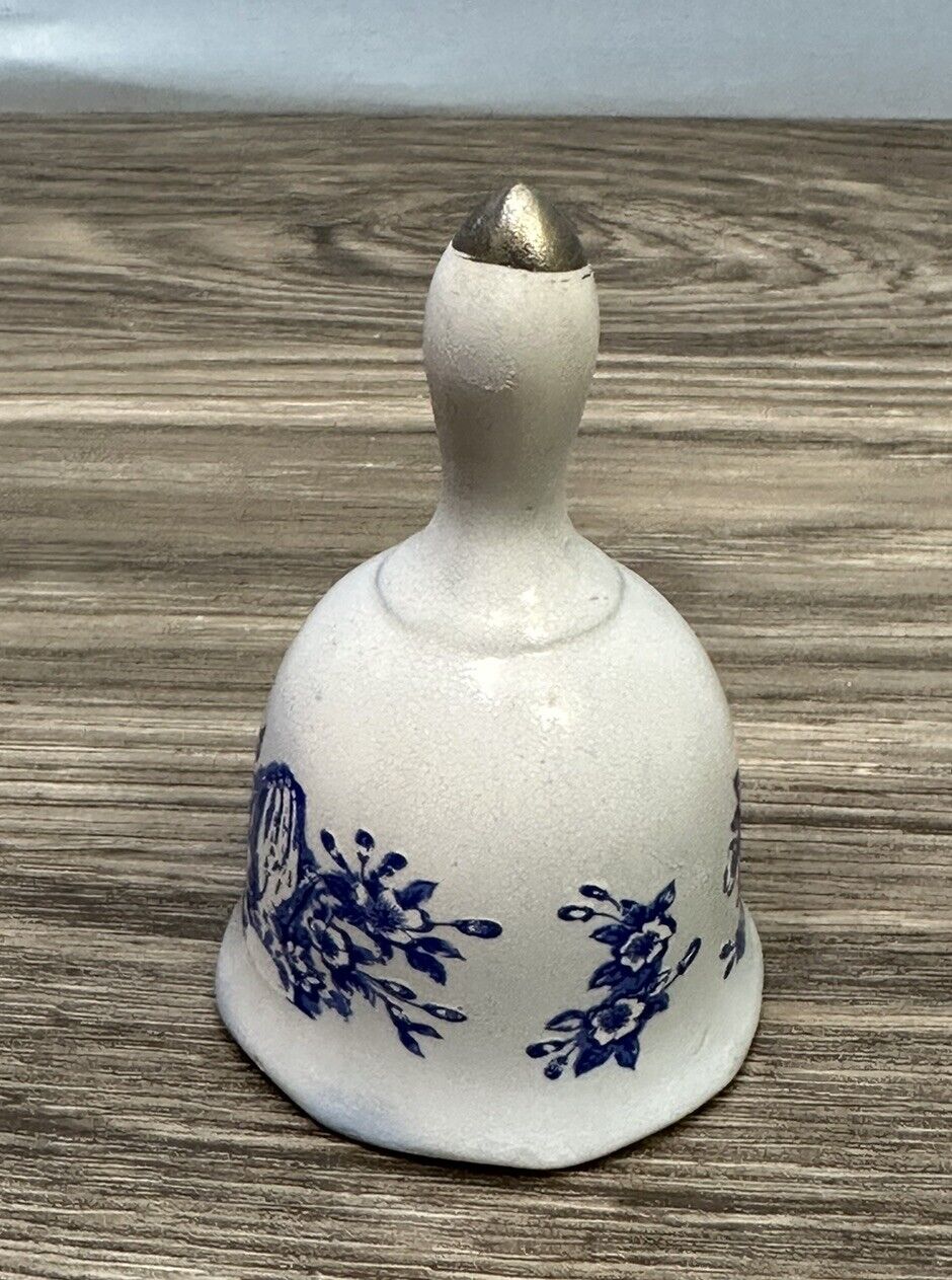 Vintage Blue & White Praying Hands 1979 Spencer Gifts Collectors Bell 3”