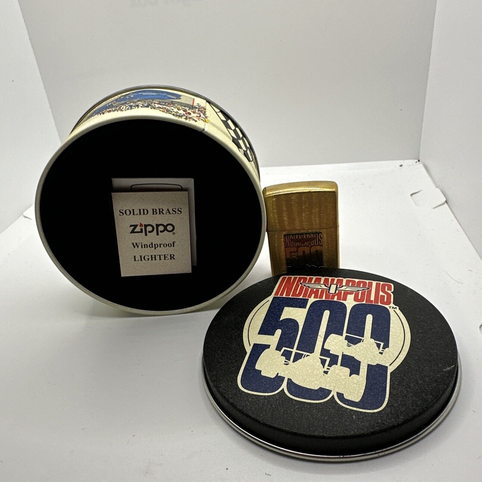 Vintage NOS 1994 Indianapolis 500 Brass Zippo Lighter w/tin NEW Unstruck